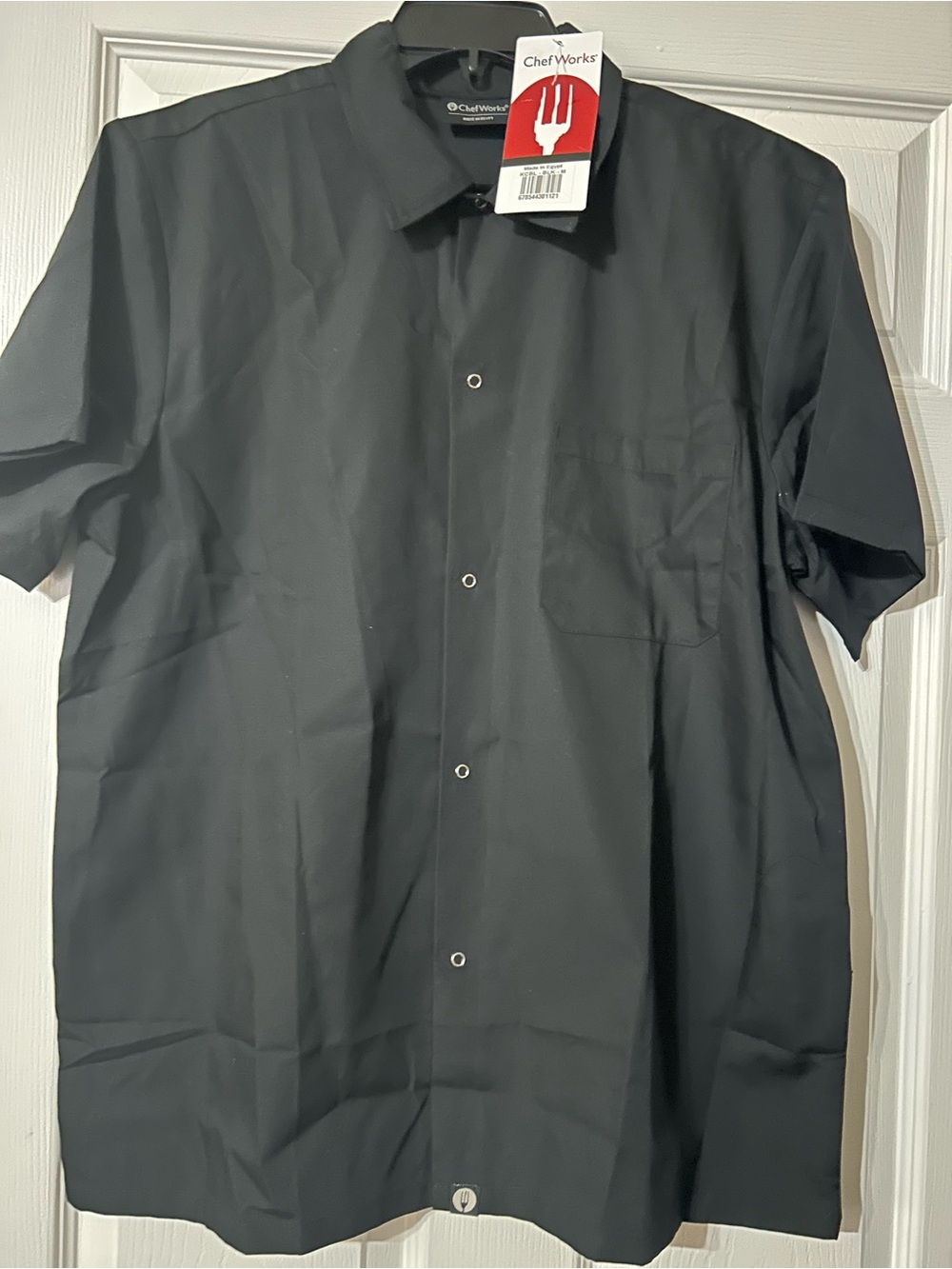 Men’s Black Short-Sleeve Chef Shirt